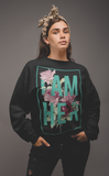 I AM HER Women's Crewneck Sweatshirt Rose Design - Mint - I AM HER Apparel