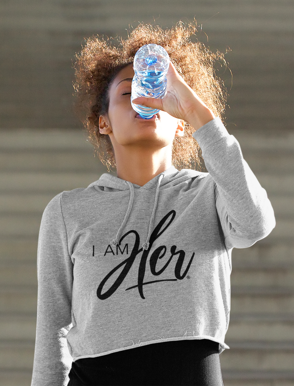 I AM HER Signature Cropped Fleece Hoodie - Gray - I AM HER Apparel